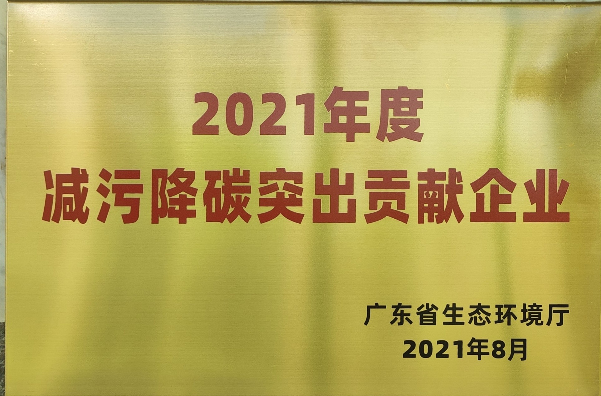 2021年(nián)度減污降碳突出貢獻企業(yè)